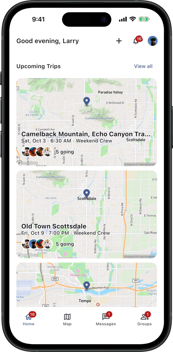Your trips, front and center (iPhone)