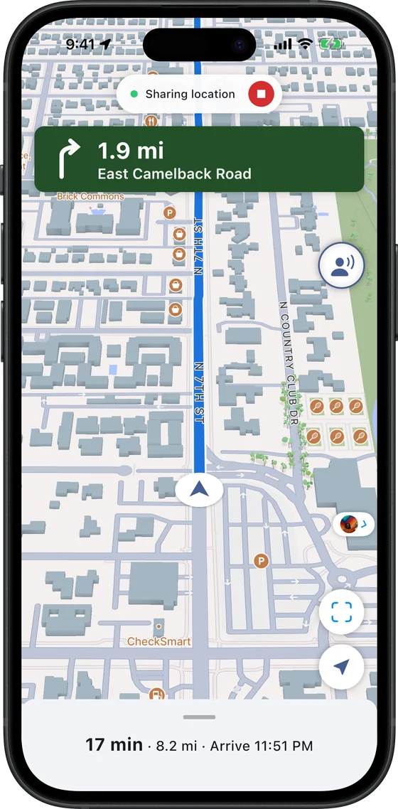 Navigate while you share (iPhone)