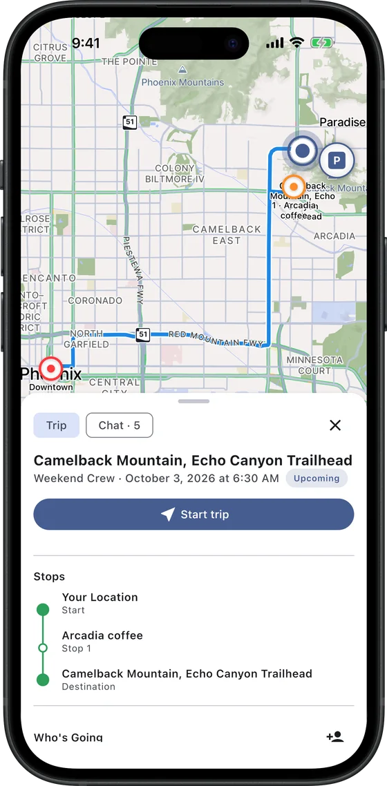 Every stop, planned (iPhone)